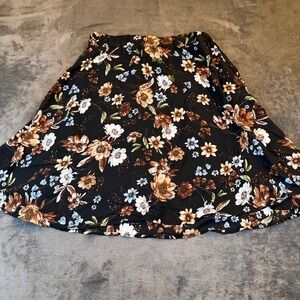 Philosophy Republic Clothing Black Floral Midi Skirt Womens Size Small 29"